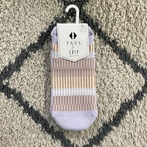 Pure Barre Tavi Grip Lavender and Tan Socks
